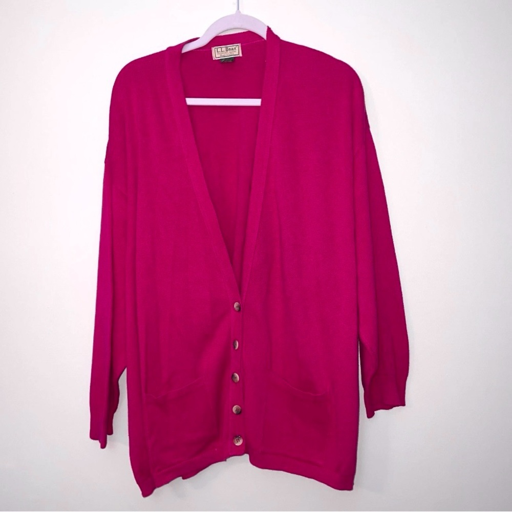 L.L. Bean Cardigan Sweater XL Cotton Vintage Red Grandmacore Cottagecore